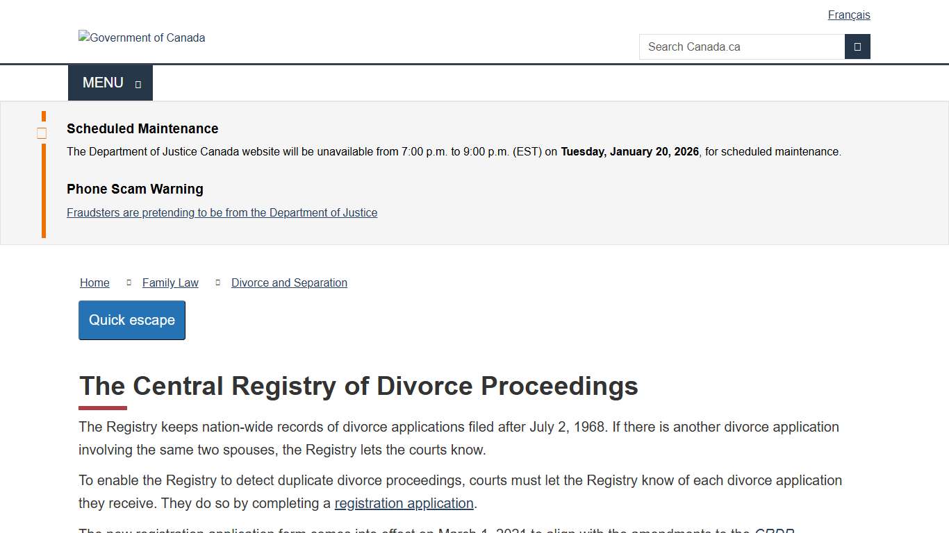 The Central Registry of Divorce Proceedings